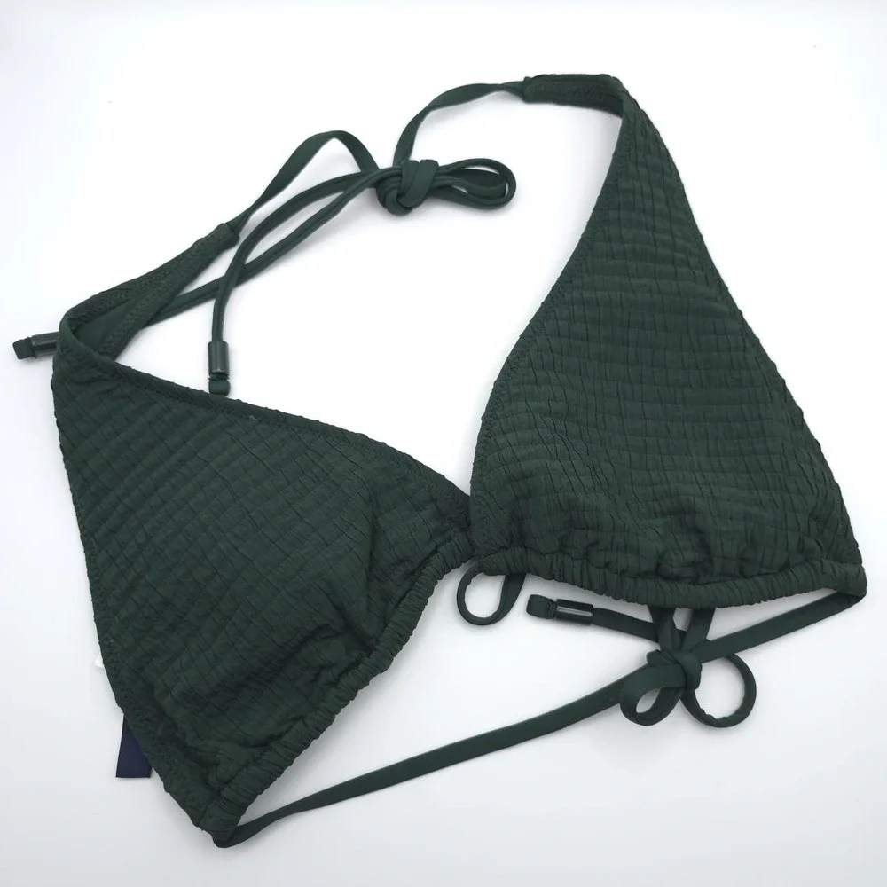 POLO RALPH LAUREN New SET Swimsuit M Bikini Top Bottle Green Subtle‎ Textured